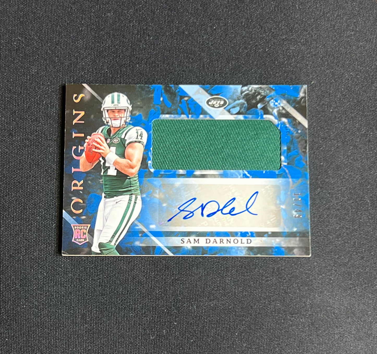 2018 Panini Origins Sam Darnold Blue Rookie Patch Auto /49 #102