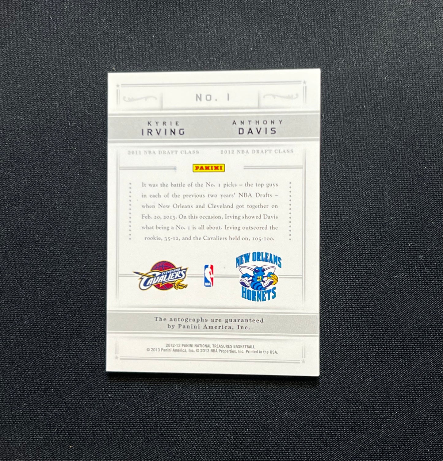 2012-13 National Treasures Kyrie Irving Anthony Davis Dual Rookie Auto /49 #1