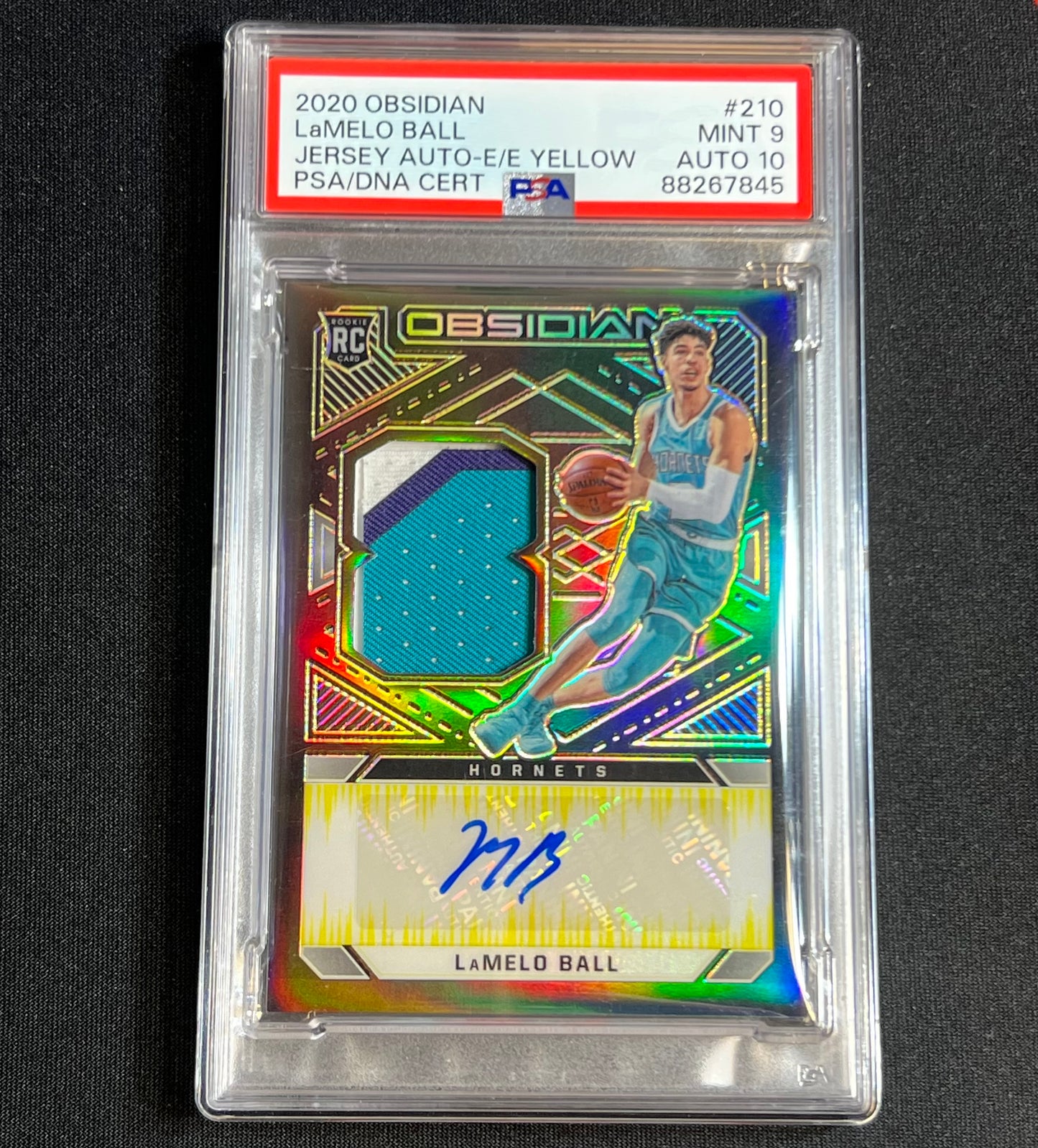 2020 Obsidian LaMelo Ball RPA Yellow Rookie Patch Auto /10 PSA 9 Auto 10 #210 Hornets