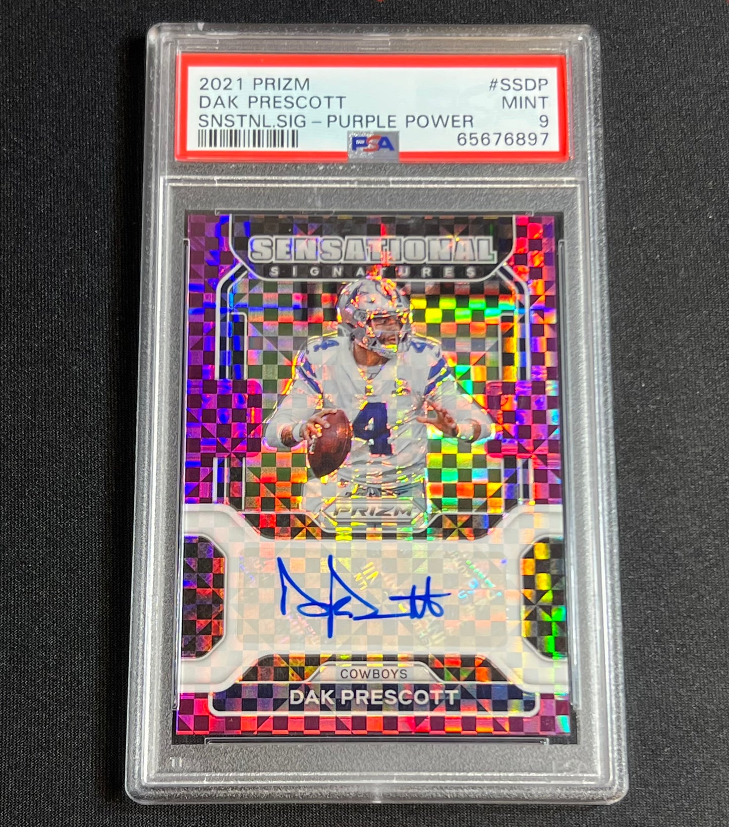 2021 Panini Prizm Dak Prescott Purple Power Auto /35 PSA 9 #SS-DP Cowboys