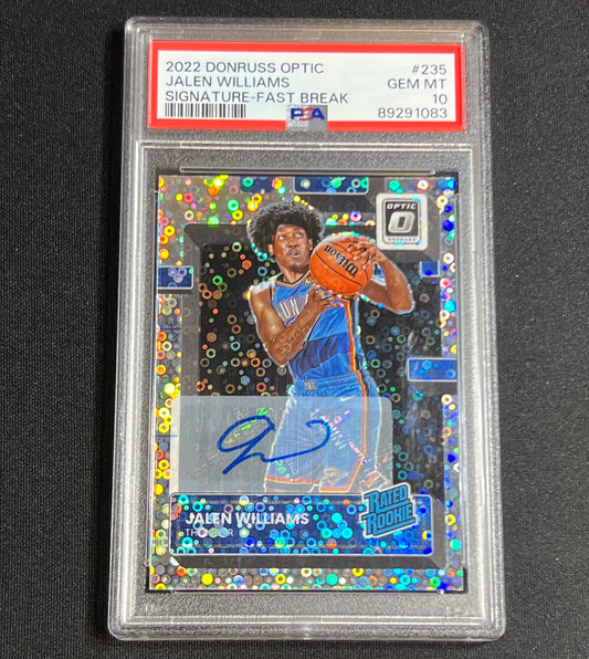 2022-23 Optic Jalen Williams Fast Break Rookie Disco Auto PSA 10 #235 Thunder