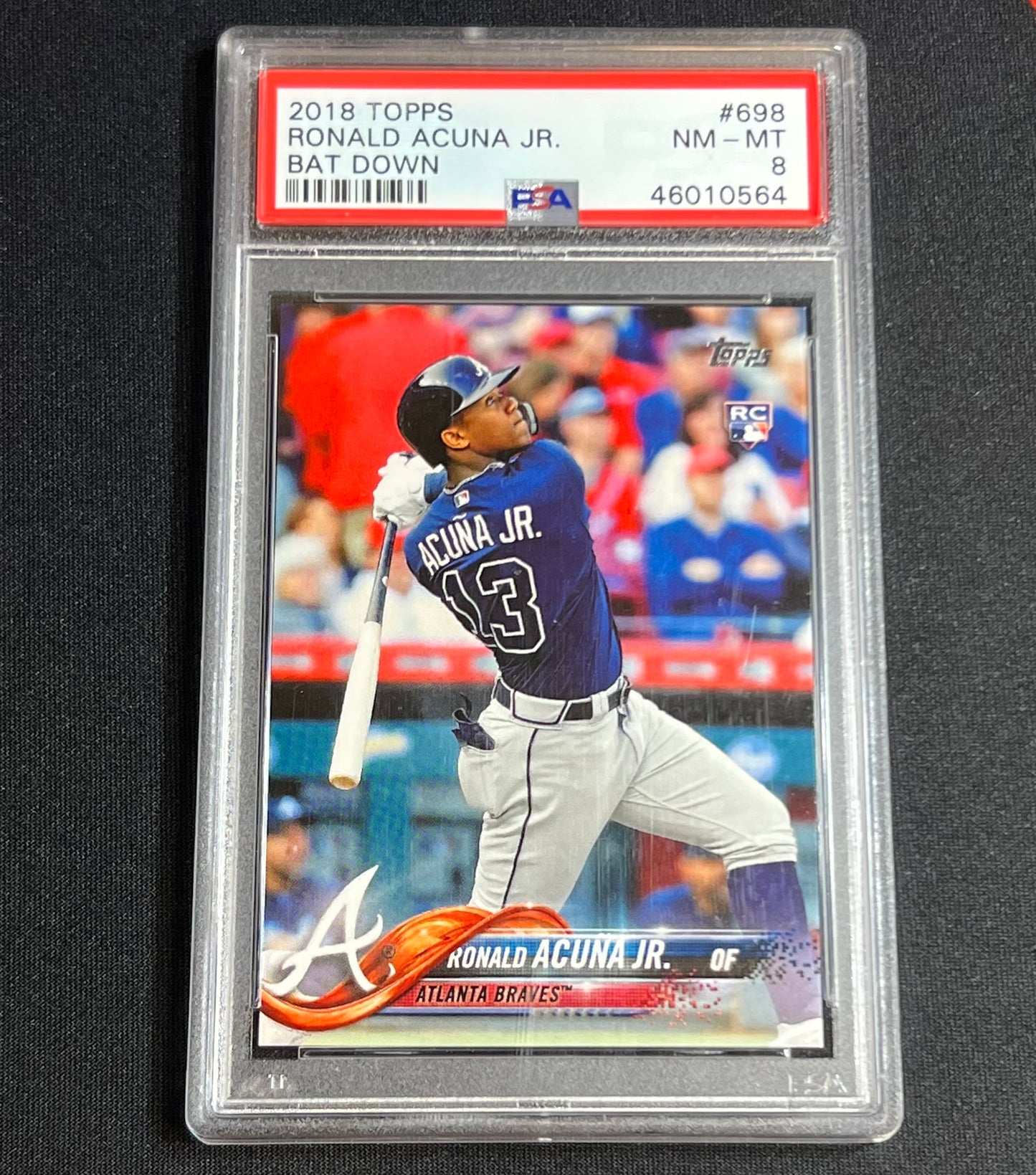 2018 Topps Ronald Acuna Jr Bat Down SSP PSA 8 #698 Braves