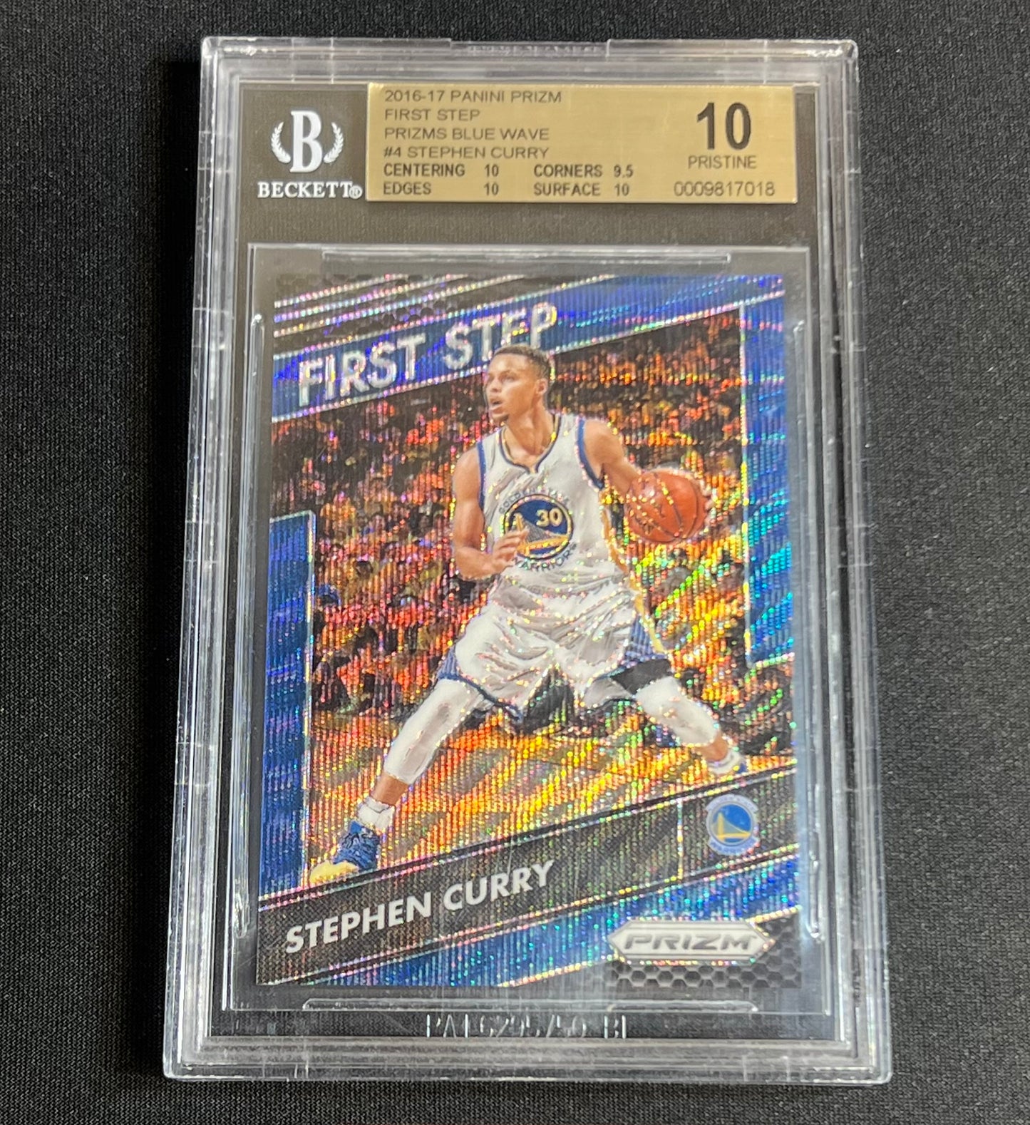 2016-17 Panini Prizm Stephen Curry First Step Blue Wave /99 BGS 10 Warriors