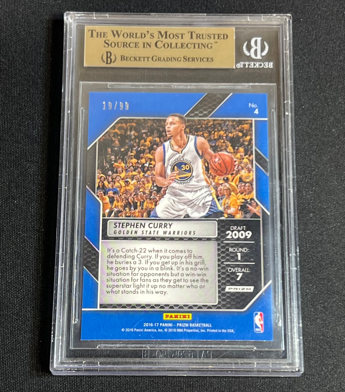 2016-17 Panini Prizm Stephen Curry First Step Blue Wave /99 BGS 10 Warriors