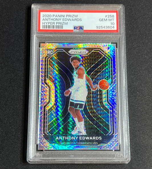 2020-21 Panini Prizm Anthony Edwards Hyper Prizm Rookie PSA 10 #258 Timberwolves