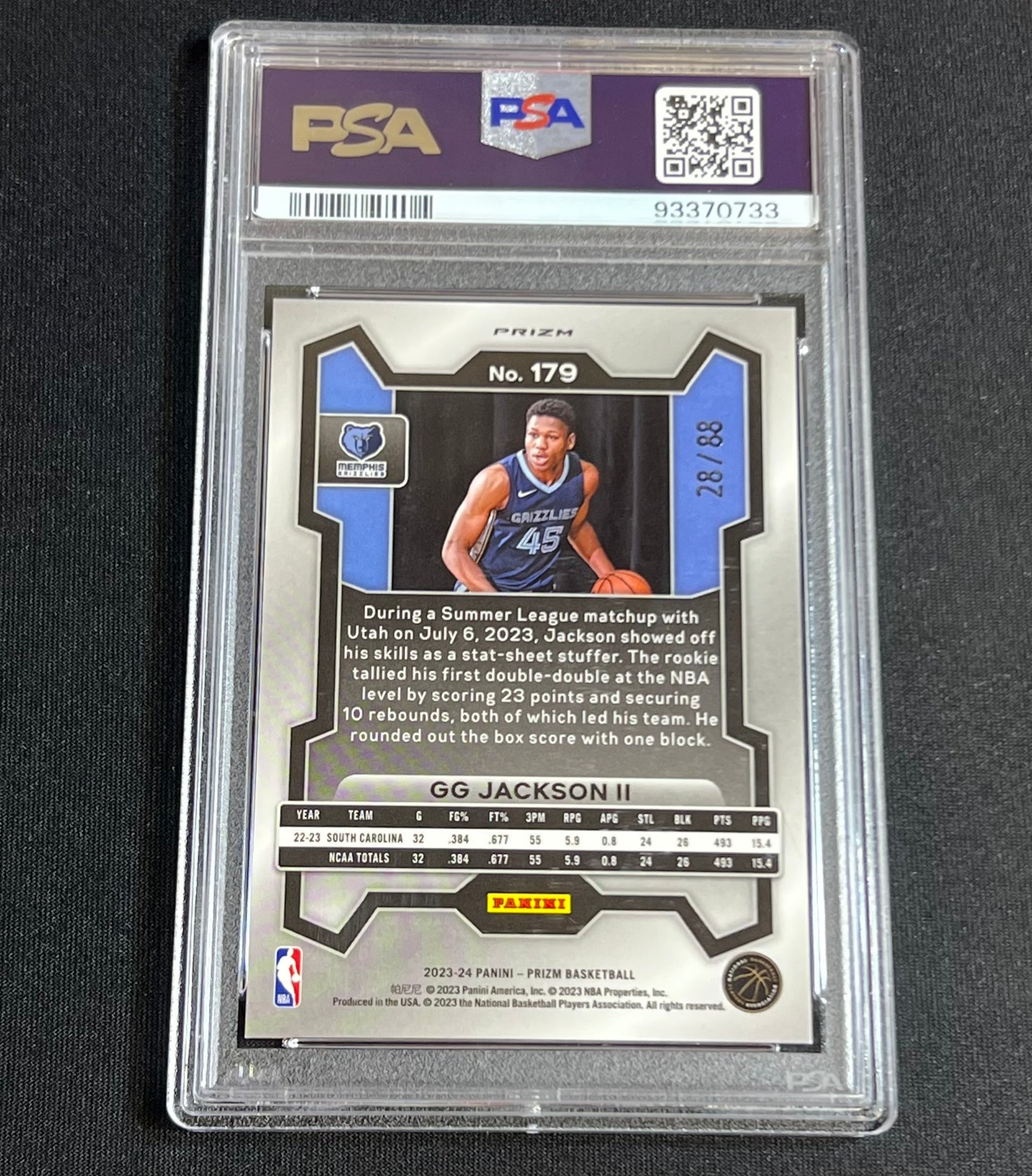 2023-24 Panini Prizm GG Jackson Rookie Red Choice /88 PSA 10 #179 Grizzlies