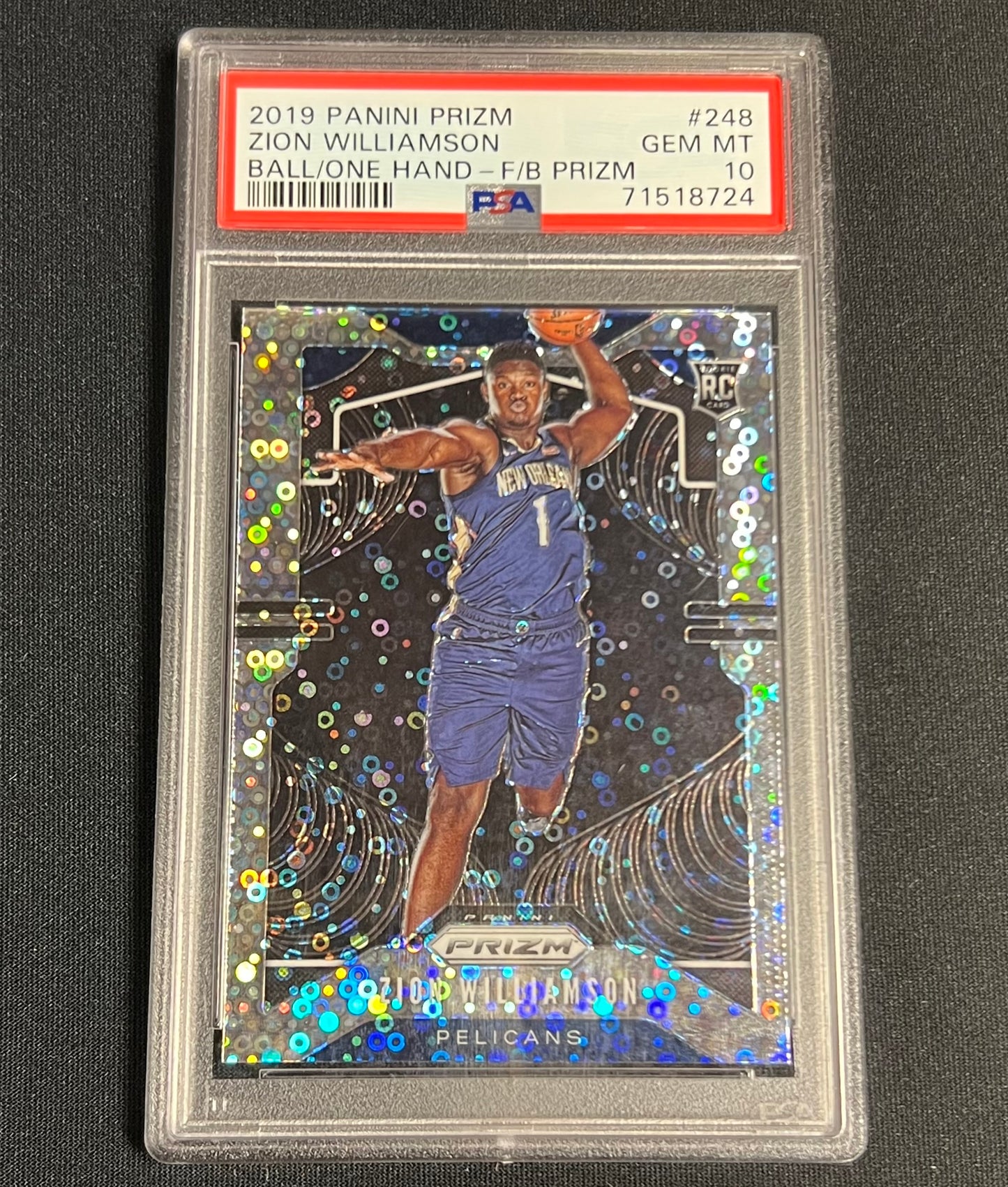 2019-20 Panini Prizm Zion Williamson Fast Break Ball In One Hand SP PSA 10 #248 Pelicans