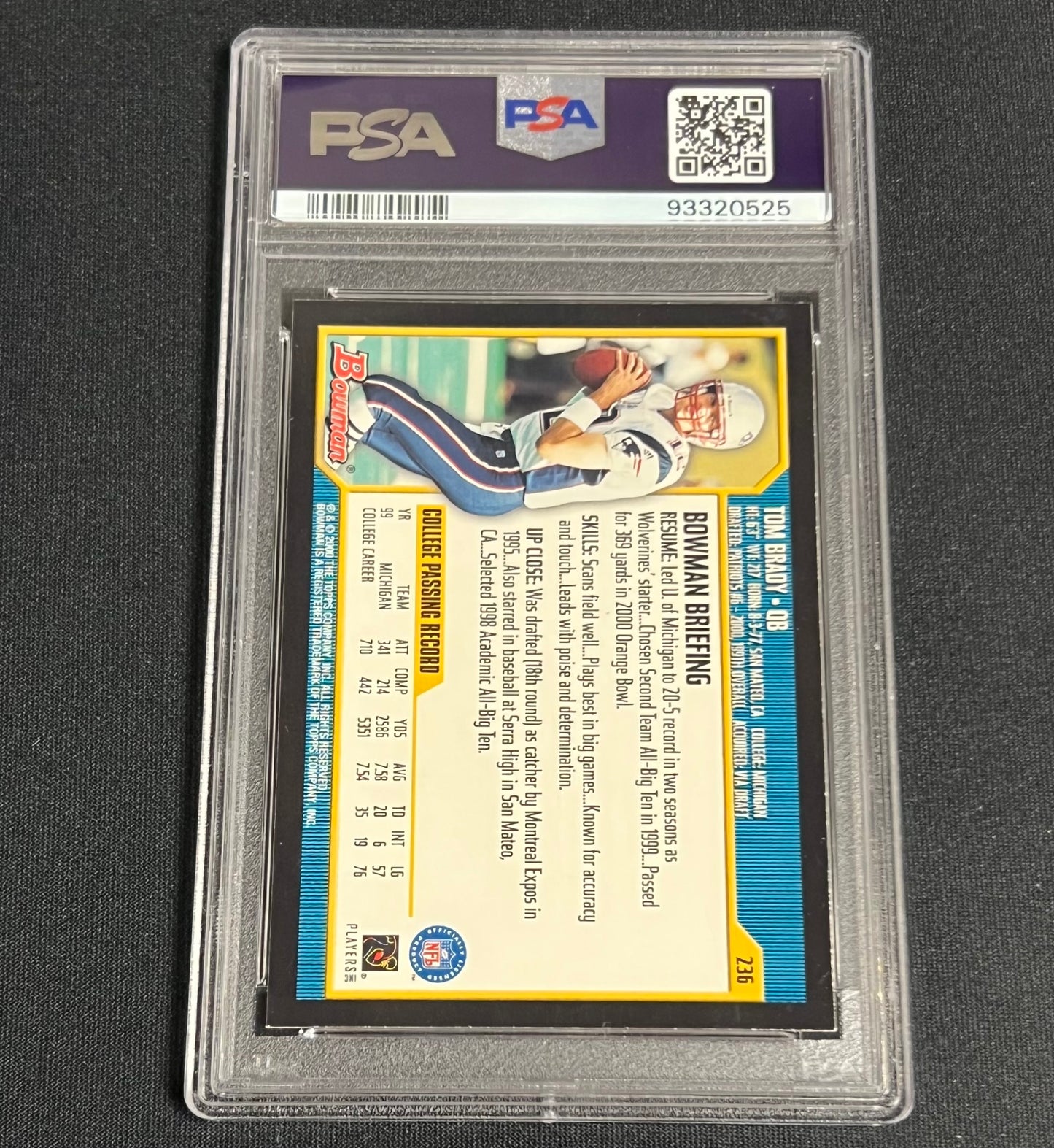 2000 Bowman Tom Brady Rookie PSA 8 Patriots