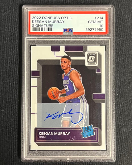 2022-23 Donruss Optic Keegan Murray Auto PSA 10 #214 Kings