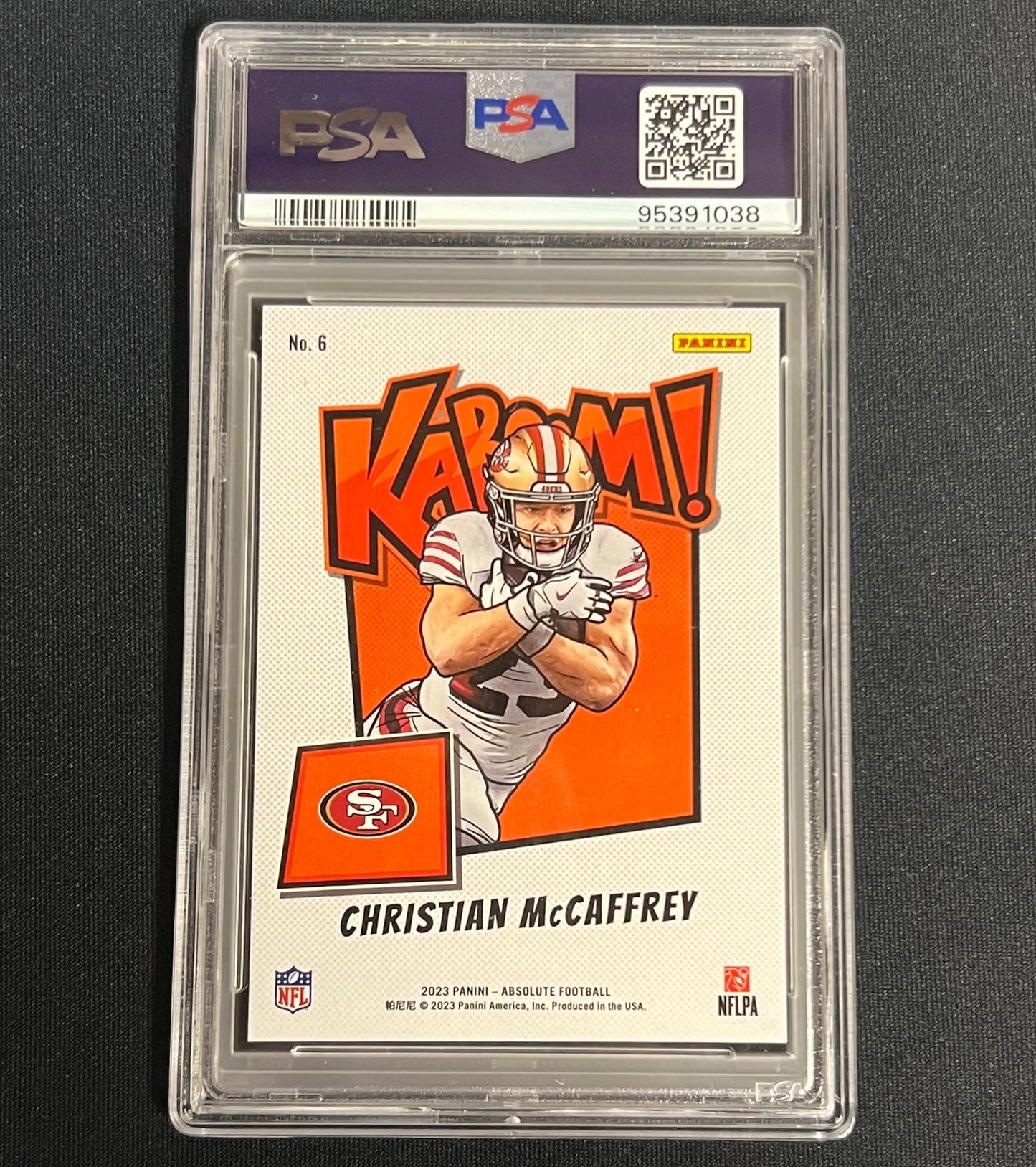 2023 Panini Absolute Christian McCaffrey Kaboom SSP PSA 10 #6 49ers