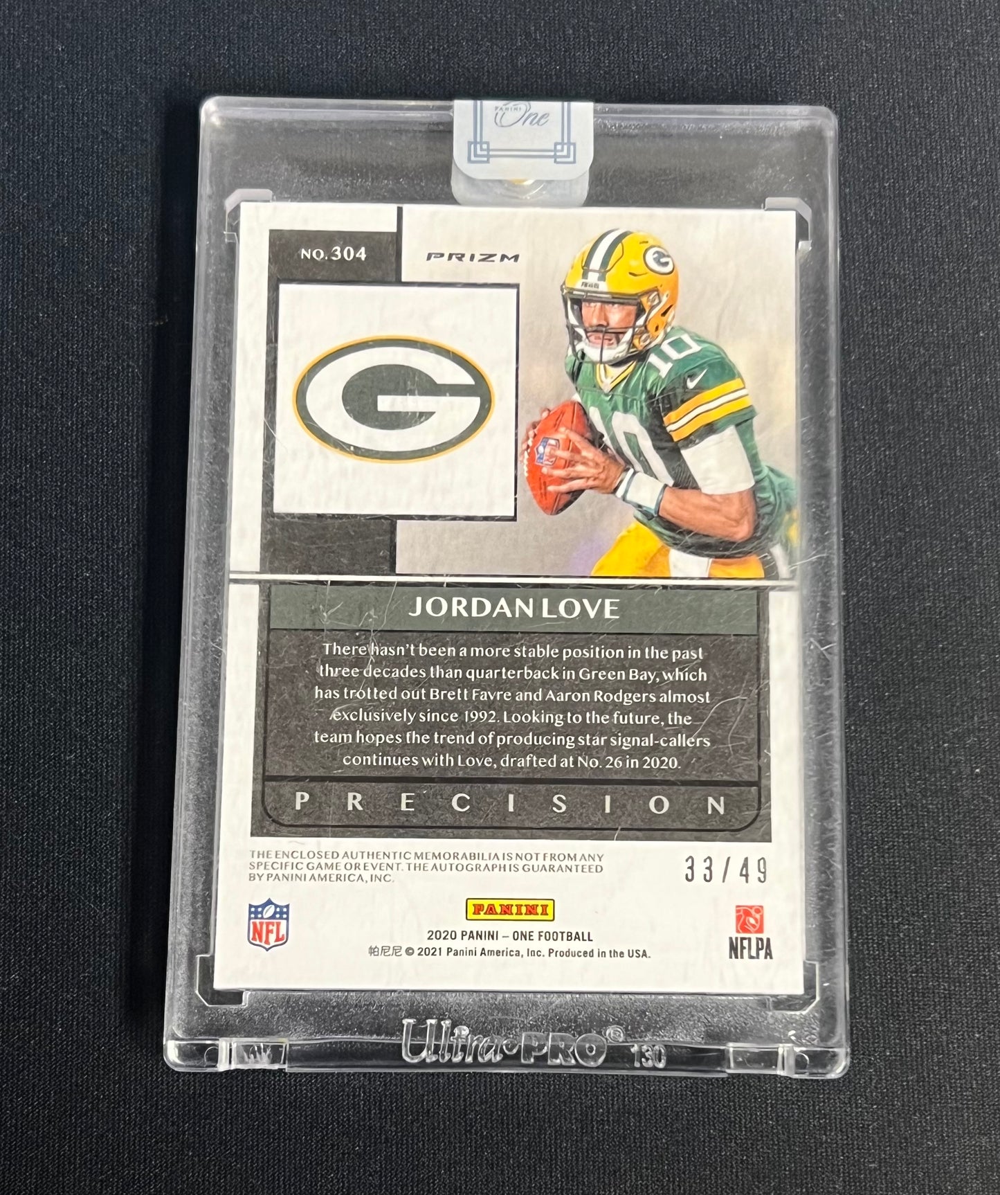 2020 Panini One Jordan Love RPA Rookie Patch Auto /49 #304 Packers