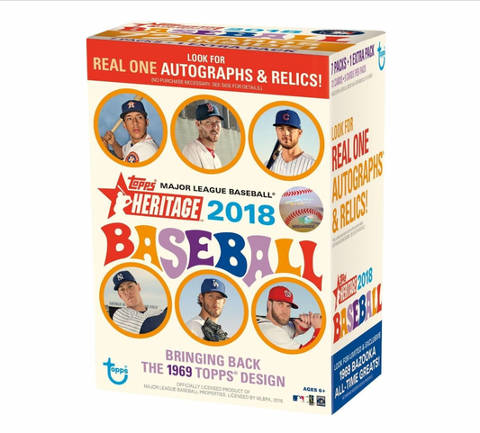 2018 Topps Heritage Factory Sealed Blaster Box - Ohtani/Soto/Acuna Real One Autos