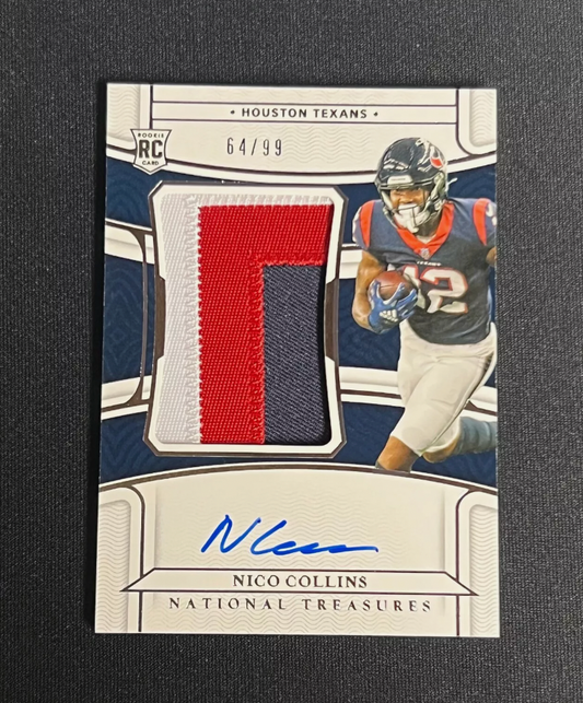 2021 National Treasures Nico Collins RPA Rookie Patch Auto /99